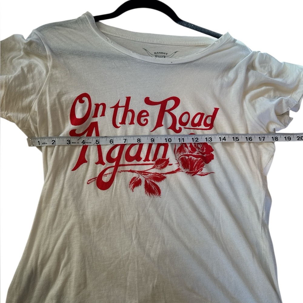 Willie Nelson “On the road again” Women's White and Red Graphic Tee